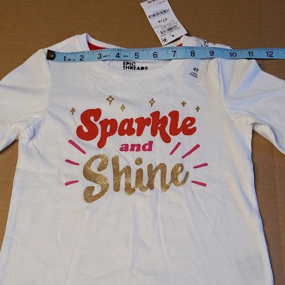 Epic Threads Girls White Sparkle and Shine Long Sleeve Shirt NWT Size 4T - Picture 5 of 9